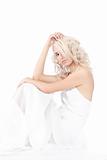 Woman White Dress over white background
