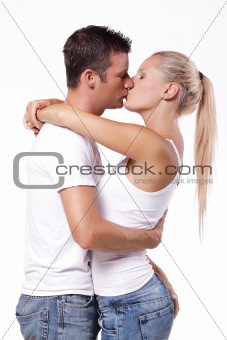 Sexy young couple kissing