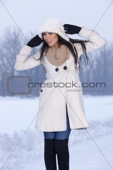 Beauty on snowy outdoors
