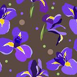 Seamless floral pattern with irises