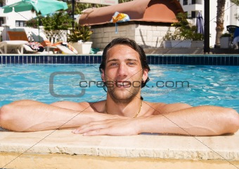 young man in the swimmingpool
