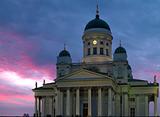Helsinki cathedral in sunset