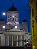 Helsinki cathedral front view in night