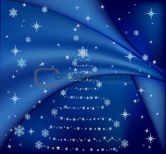 blue christmas tree, vector illustration
