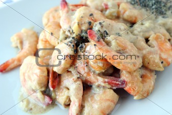 Shrimps dish with sauce