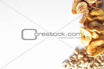 Dried fruits and cashew nuts frame