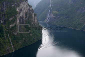 view of Geiranger fjord Norway