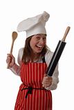 laughing attractive female chef