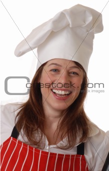 smiling attractive female chef