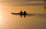 Rowing at sunrise