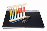 Laptop and abacus