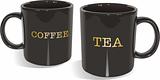 Black glossy tea and coffee mugs