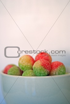 White bowl of boiled sweets