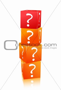 orange and red stack of cubes with question mark
