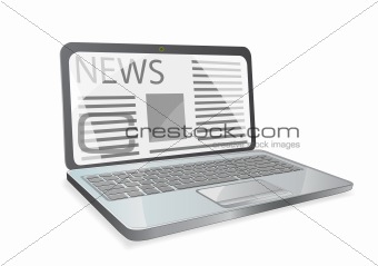 news paper on laptop screen