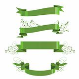 Four floral green banners