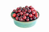 Red Cranberries in Blue Bowl