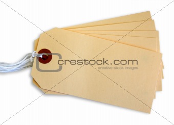 Blank shipping tags on white