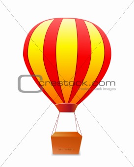 yellow red striped aerostat with box