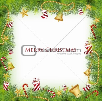 Christmas Frame With Holly Decoration. Vector
