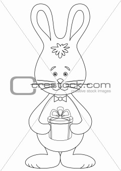 Rabbit with a gift, contour