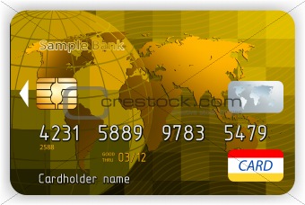 Vector gold credit cards, front view. EPS 8
