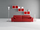 red and gray lounge