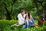 Enamoured couple on picnic
