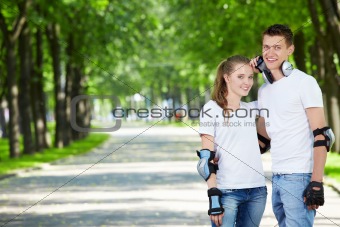 Young couple in park