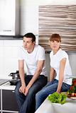 Young couple at kitchen
