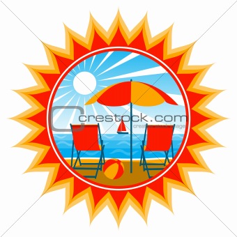 deckchairs on beach in sun