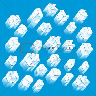 vector 3d ice alphabet