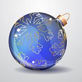 Blue glass Christmas ball isolated on white