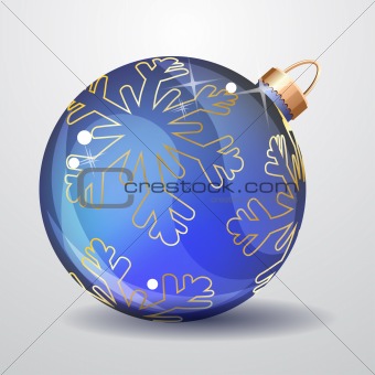 Blue glass Christmas ball isolated on white