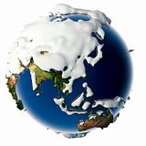 Planet Earth is covered by snow drifts