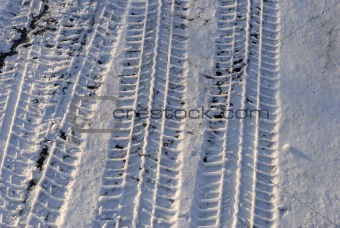 Tire tracks in the snow