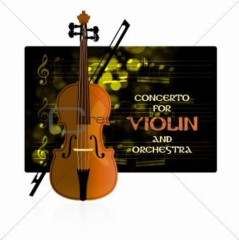Violin with notes and bow