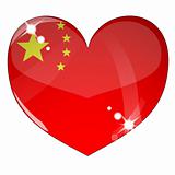 Vector heart with China flag texture