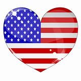 Heart with US flag texture isolated