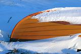 Row boat in snow