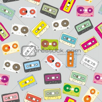 seamless pattern audio cassettes