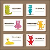 Back to school stickers with cute  monsters