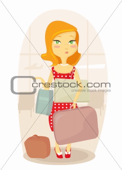 Traveling woman at the airport