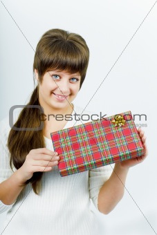 cute young girl with a gift