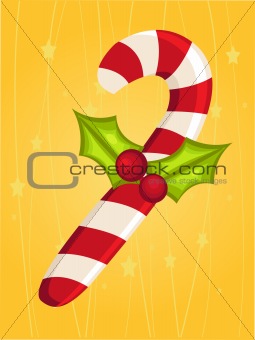 Christmas card with candy cane 