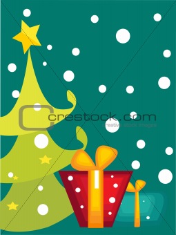 Cartoon Christmas tree card  