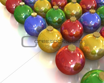 A lot of christmas glossy and shiny balls with different colors 