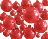 Background of red christmas shiny balls  isolated