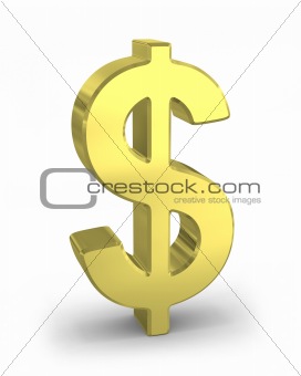 Gold dollar sign isolated