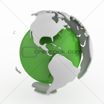 Abstract green globe, America 